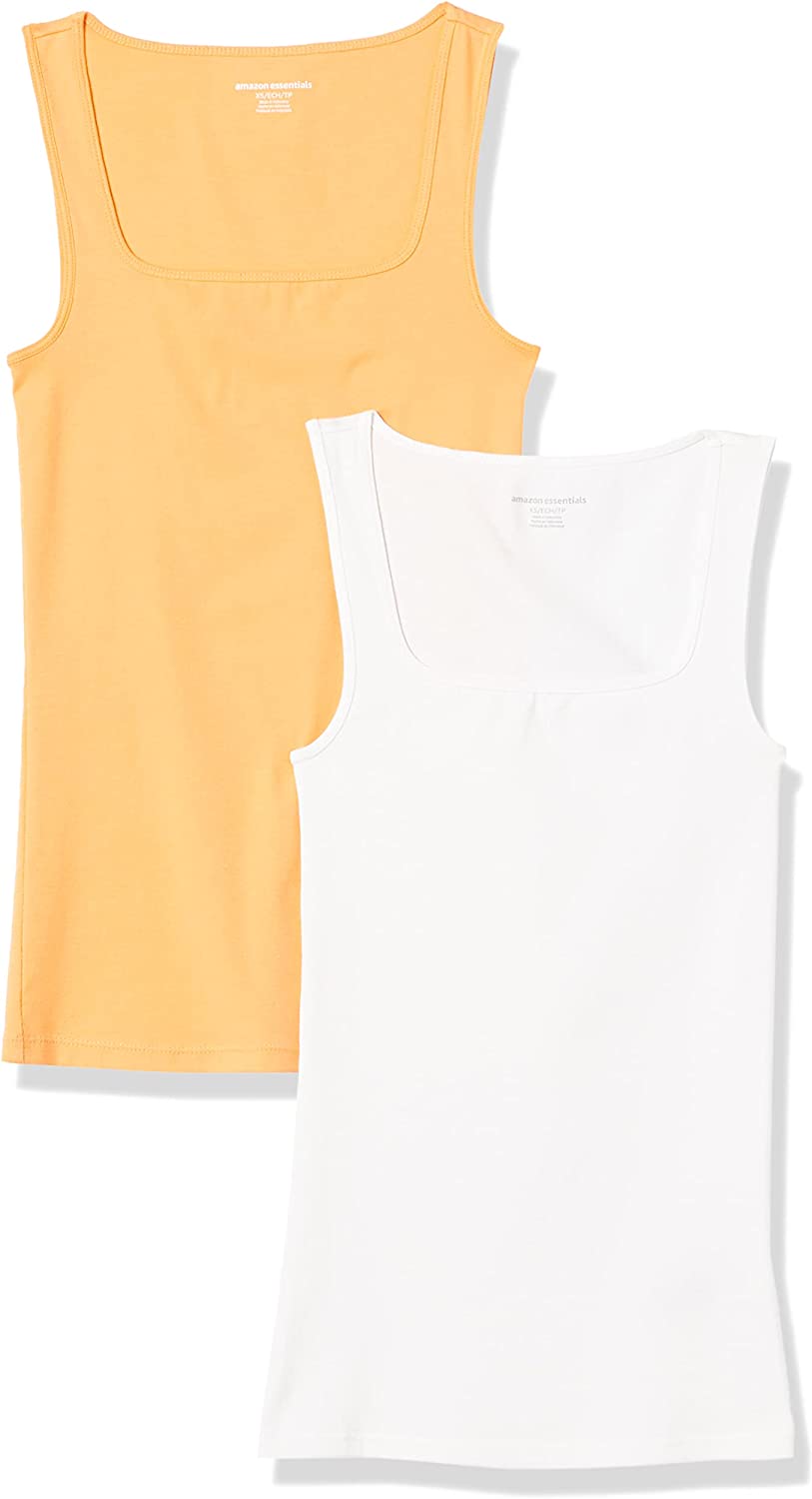 230816040840201_1 Essentials Women's Slim Fit Square Neck Tank, Pack of 2 - Image 1